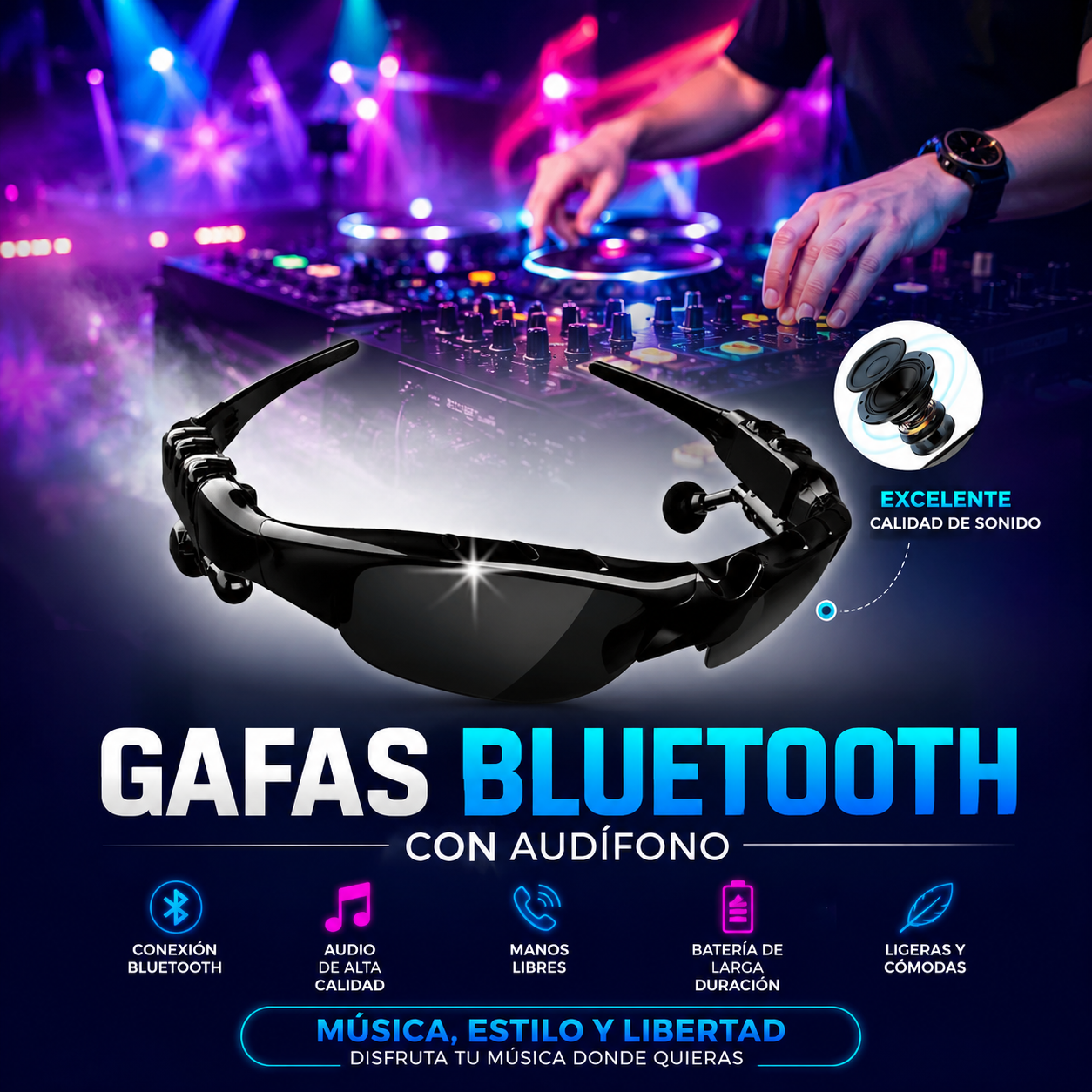 GAFAS BLUETOOTH CON AUDÍFONO