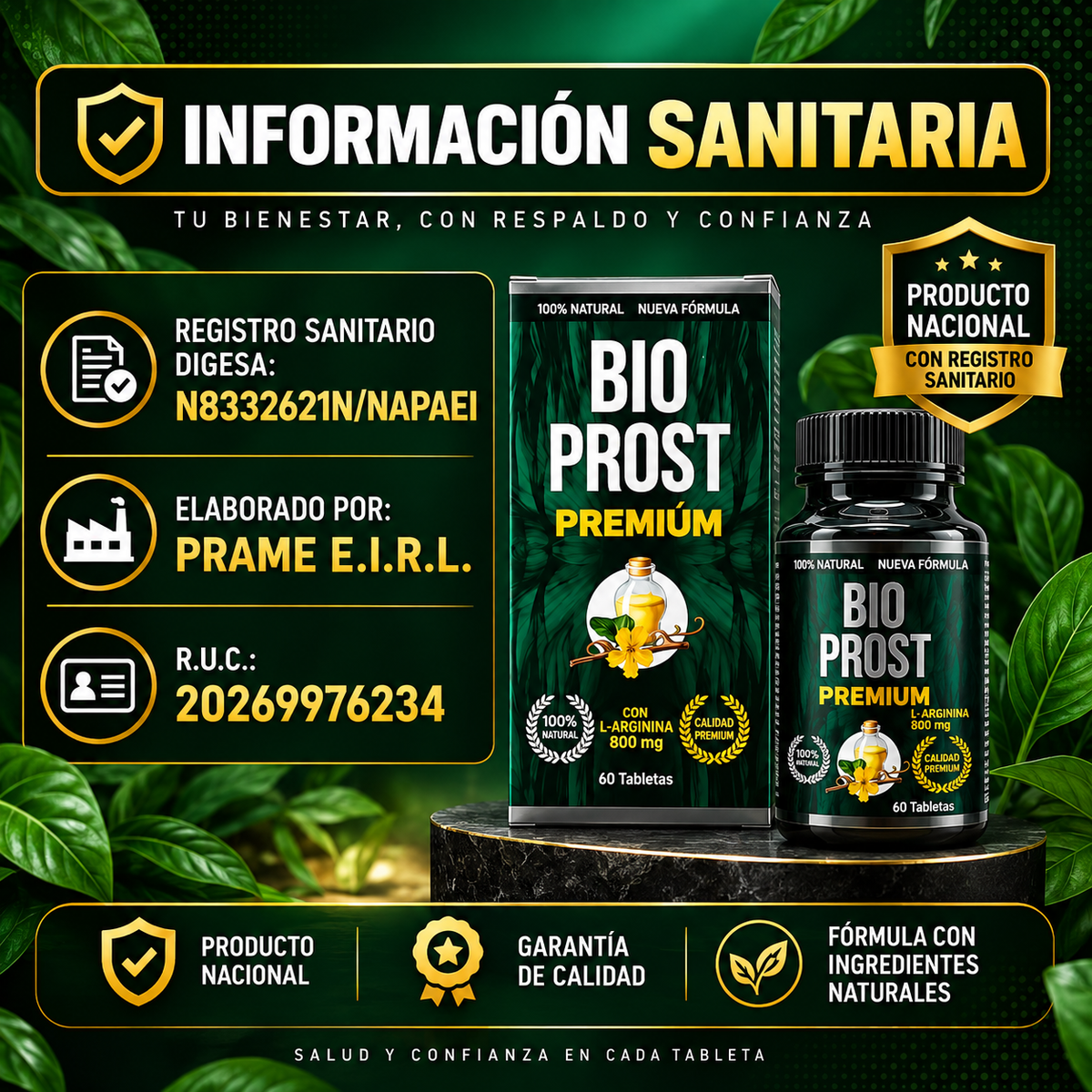 BIO PROST NACIONAL CON  REGISTRO SANITARIO